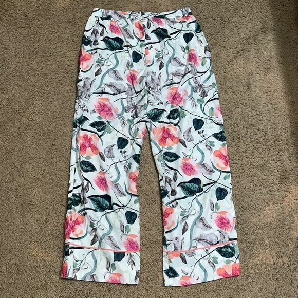 Anthropologie Malin Gyllensvaan Magnolia Flannel Pajama Sleep Pant Top Set M - Picture 7 of 10